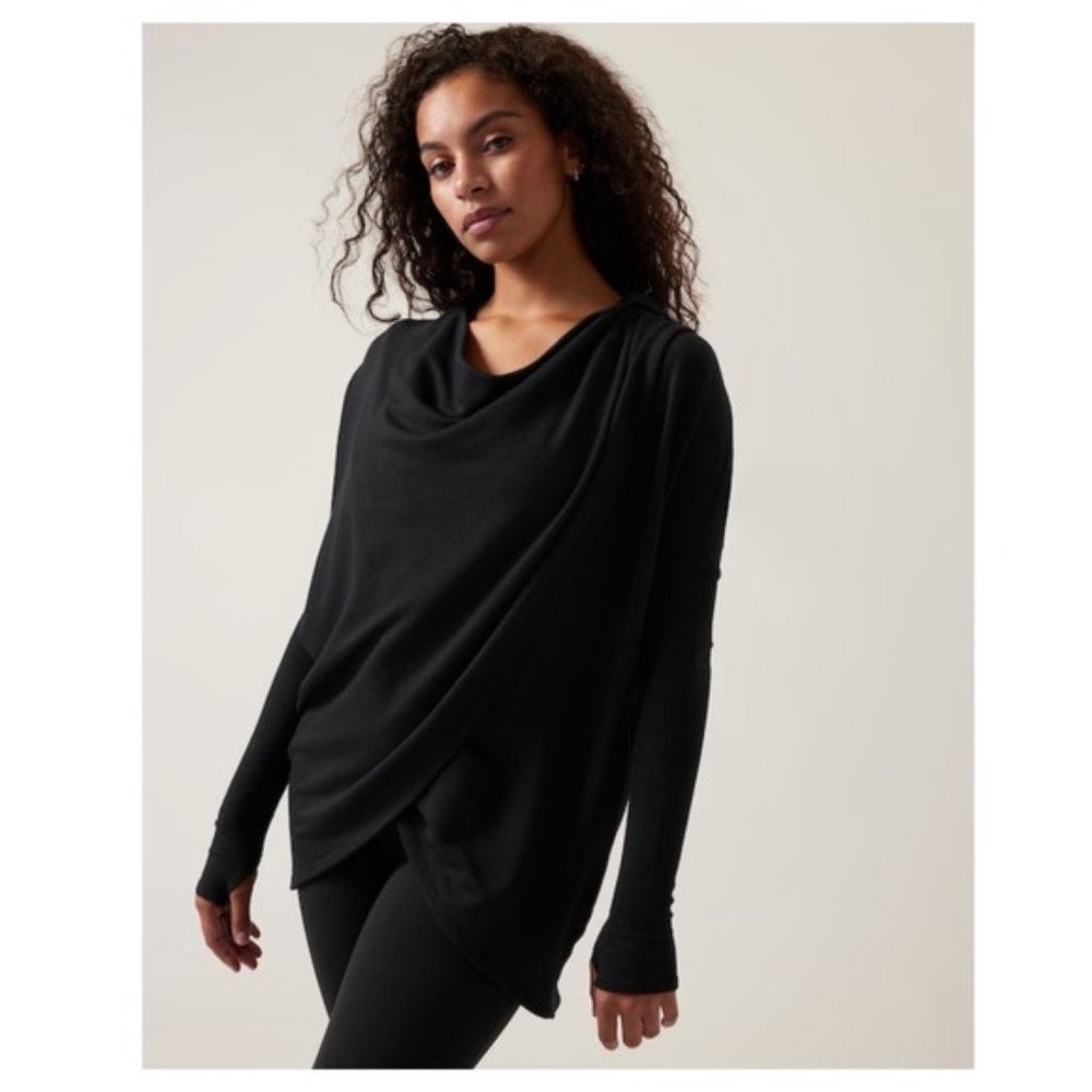 NWT Athleta Purana Wrap Sweatshirt (Large - Black)
